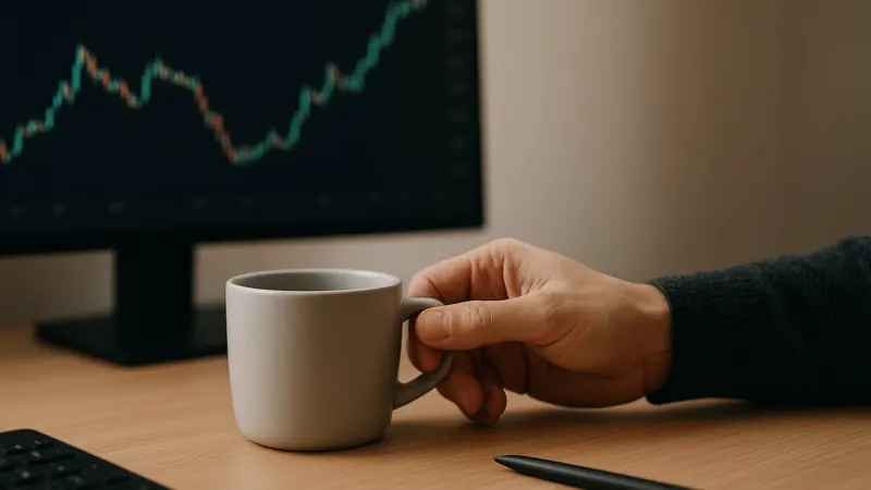 Rounded cup and handle price pattern forming on a trading chart