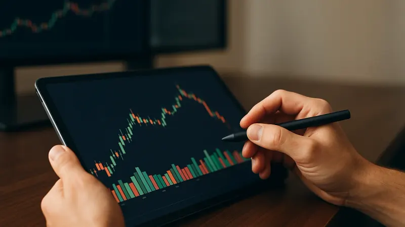 Footprint chart grid showing bid and ask volume split at each traded price level