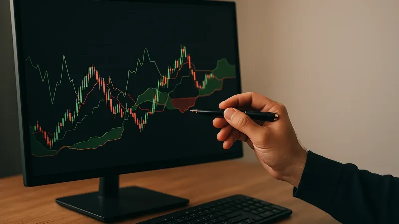Ichimoku Kinko Hyo five-line cloud overlay plotted on a candlestick price chart