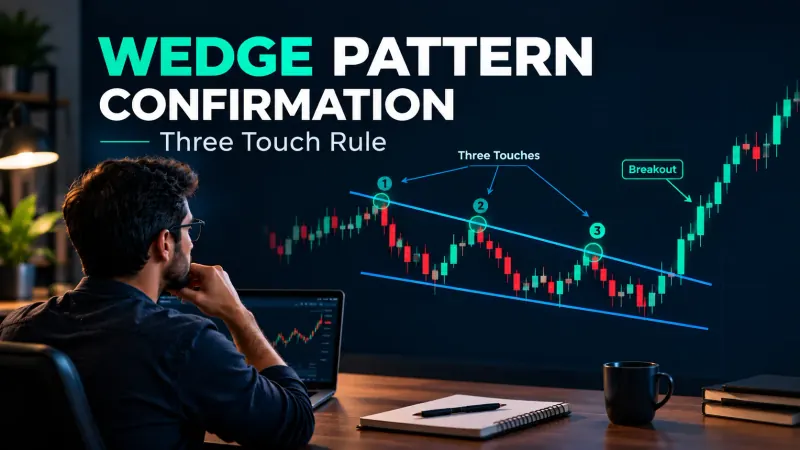 Wedge pattern breakout confirmed by the three-touch rule on converging trendlines